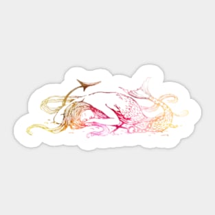 Caught Mermaid in Sunset Sticker